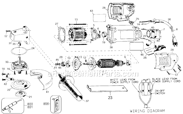 Page A Diagram and Parts List for 6930 Type 101 Black and Decker Angle Grinder
